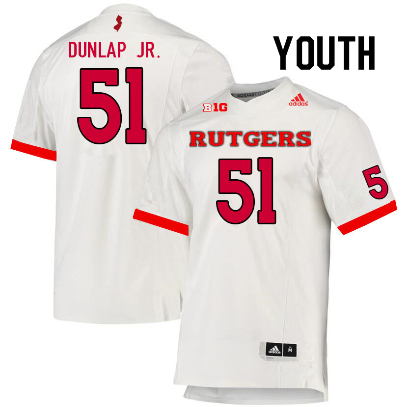 Youth #51 Curtis Dunlap Jr. Rutgers Scarlet Knights College Football Jerseys Sale-White - Click Image to Close